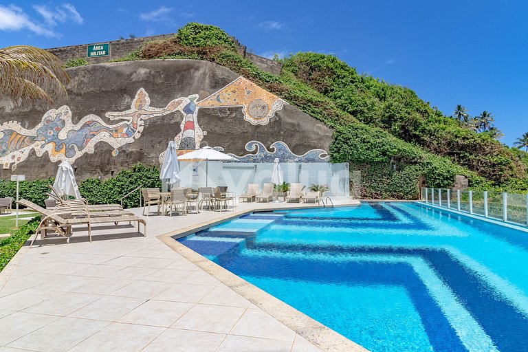 Excelente Quarto e Sala Pé na Areia, Rio Vermelho
