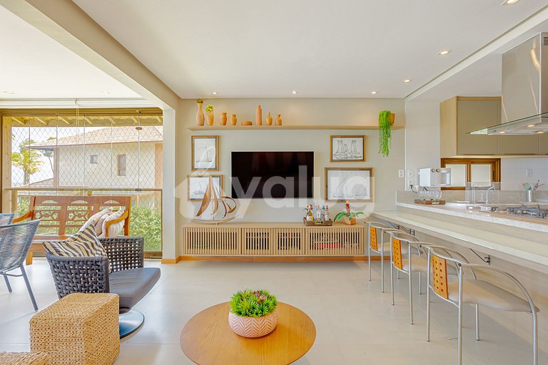 Gran apartamento justo en la arena con 3 suites - Itacimirim