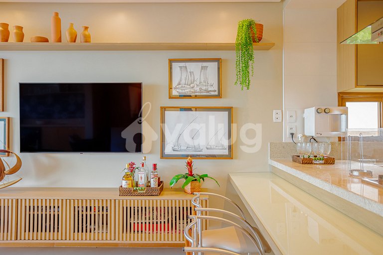 Gran apartamento justo en la arena con 3 suites - Itacimirim
