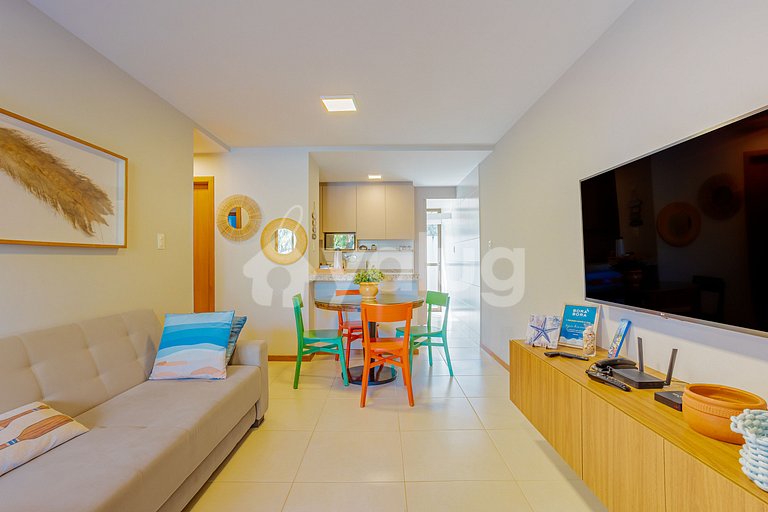 Lindo Apartamento pé na areia com 2 suítes em Itacimirim