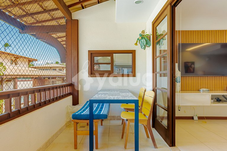 Ótimo apartamento pé na areia com 2 suítes em Praia do Forte