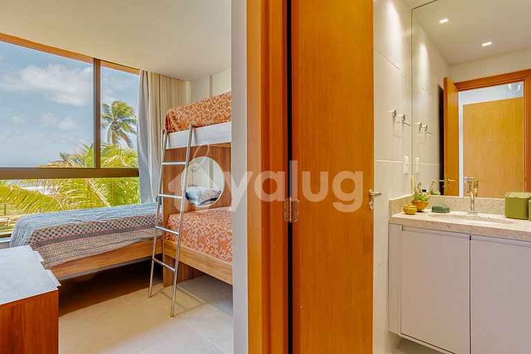 GB127 Apartamento Pé na Areia com Vista Mar - Guarajuba