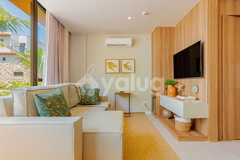 GB127 Apartamento Pé na Areia com Vista Mar - Guarajuba