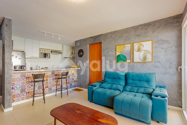 Apartamento vista mar a 200m da praia Armação
