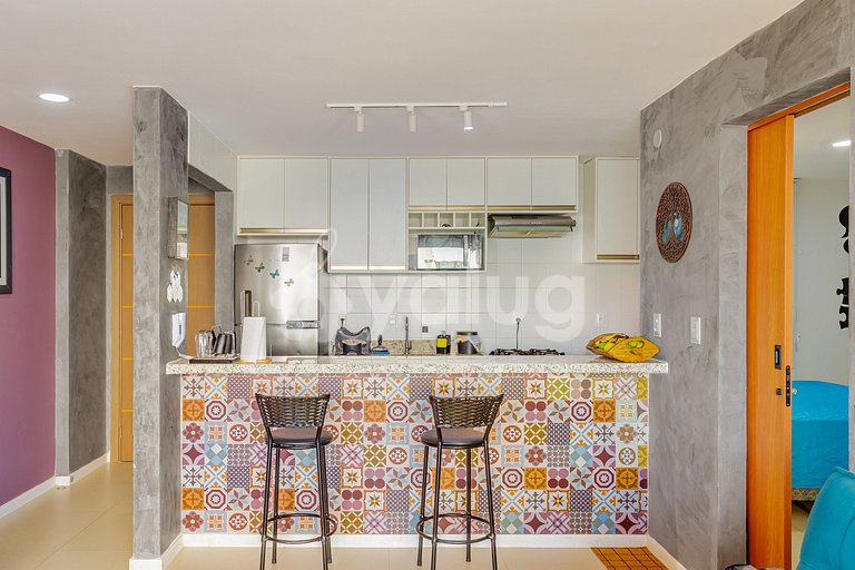 Apartamento vista mar a 200m da praia Armação