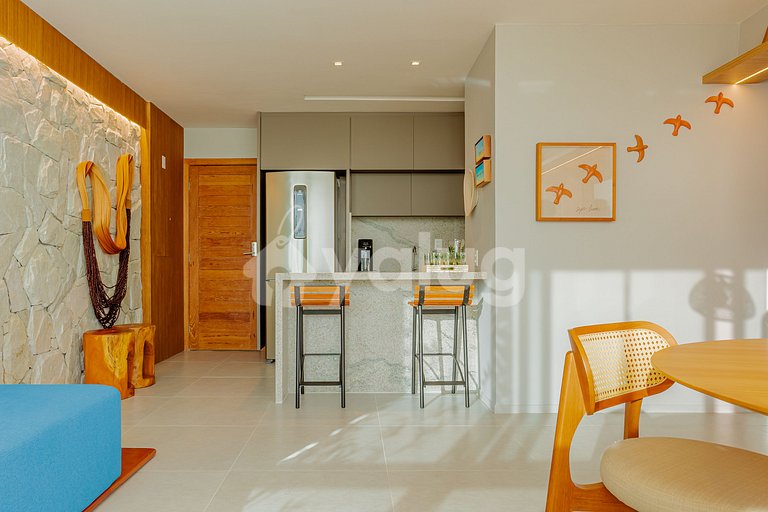 GB132 Apartamento Pé na Areia com Vista Mar - Guarajuba