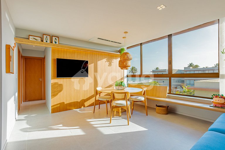 GB132 Apartamento Pé na Areia com Vista Mar - Guarajuba