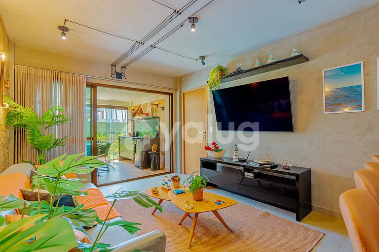 Apartamento Pé na Areia com 3/4 - Itacimirim