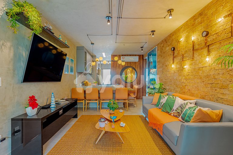 Apartamento Pé na Areia com 3/4 - Itacimirim