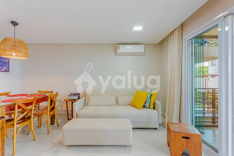 Lindo apartamento pé na areia com 2 suítes - Itacimirim