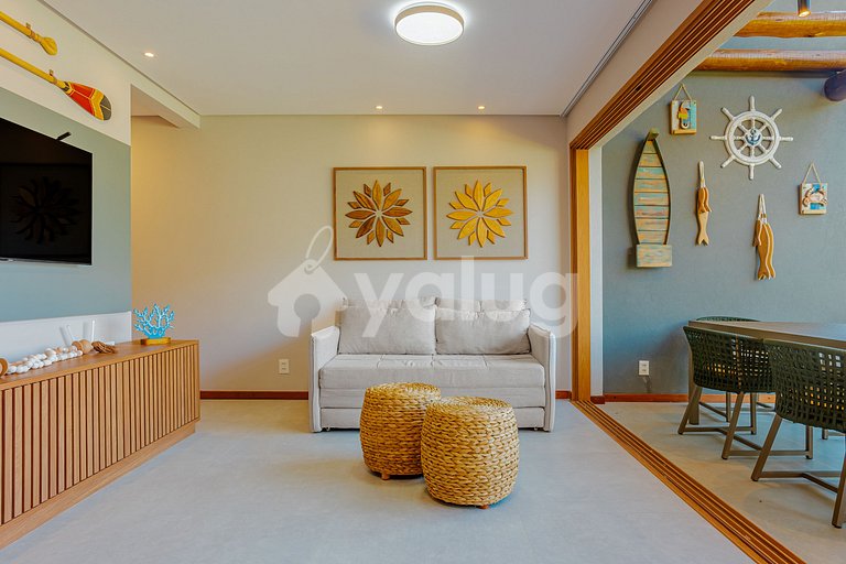 Excellent beachfront apartment with 2 suites - Itacimirim