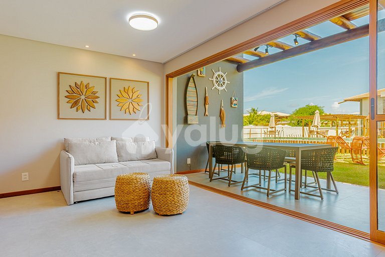 Excelente apartamento pé na areia com 2 suítes - Itacimirim