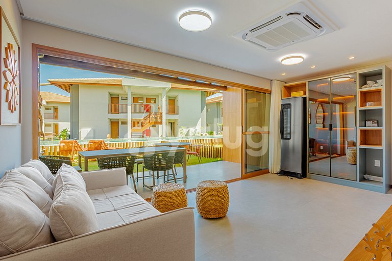 Excelente apartamento pé na areia com 2 suítes - Itacimirim