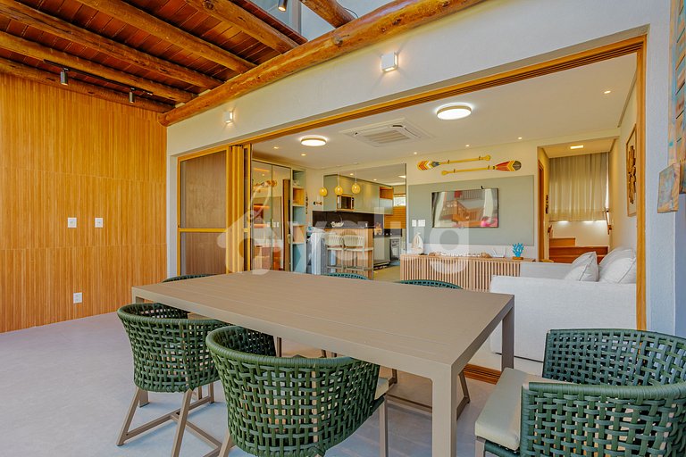 Excelente apartamento pé na areia com 2 suítes - Itacimirim