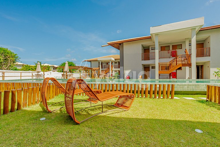 Excelente apartamento pé na areia com 2 suítes - Itacimirim