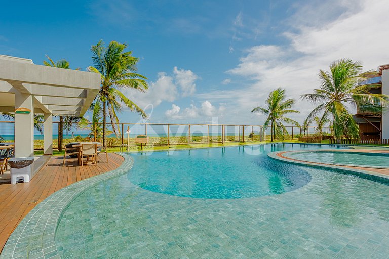 Excelente apartamento pé na areia com 2 suítes - Itacimirim