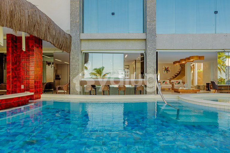 GB143 Linda Mansão Pé na Areia com 6 suítes e Piscina