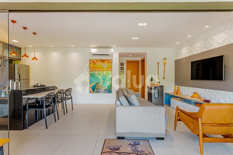 Hermoso apto de 2 habitaciones frente la playa - Imbassaí
