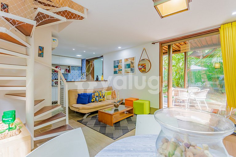 Hermoso Bungalow Dúplex 2 Suites Pé na Areia, Itacimirim